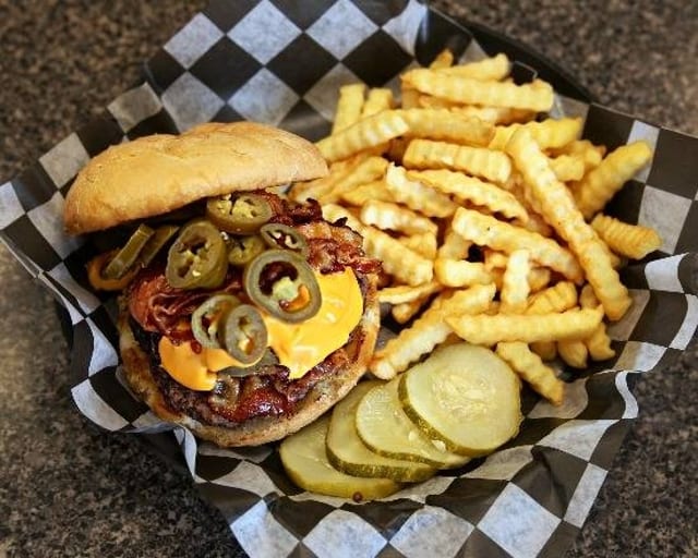 Bacon Jalapeno & Cheese Wiz Burger.
